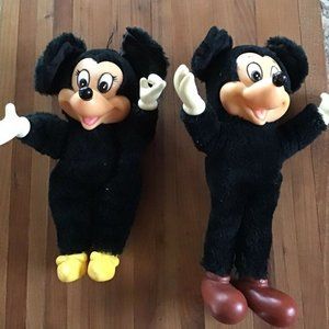 vintage mickey & minnie mouse plush doll stuffed toy lot set